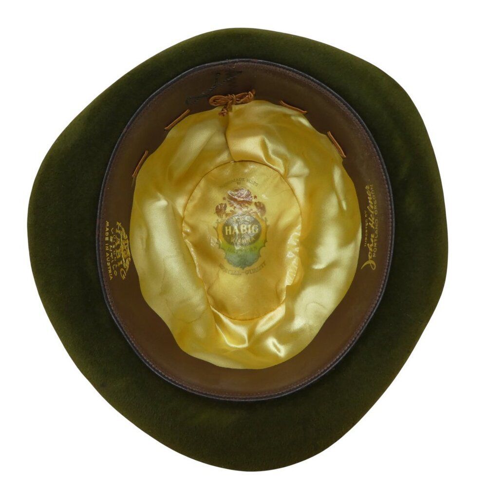 Vintage P&C Habig Vienna Ventilo John Helmer Green Velvet Rope Detail Fedora Hat - Picture 7 of 10